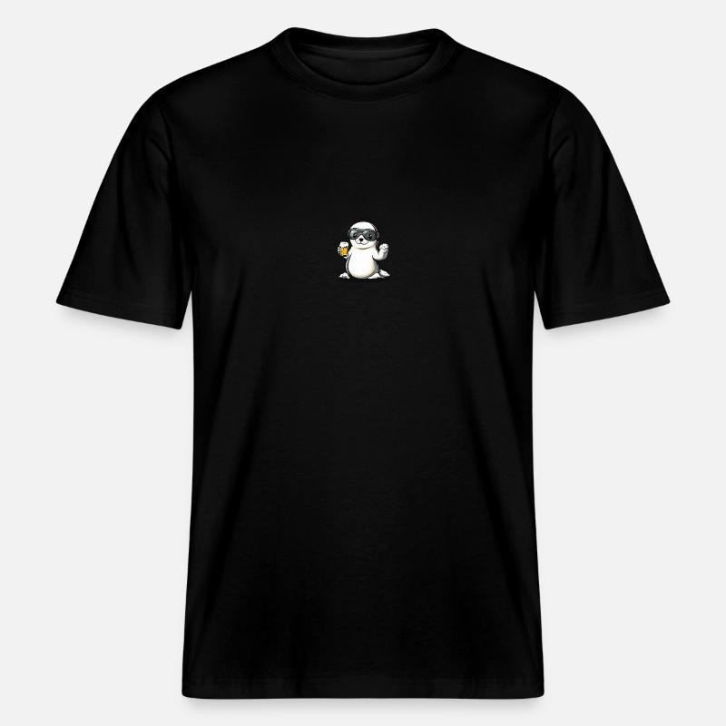 Bière après-ski phoque - T-shirt unisexe RELAXED FIT en coton bio - noir
