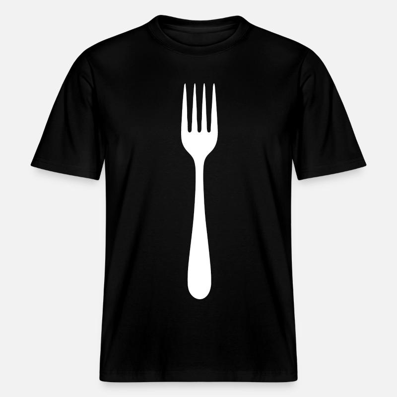 Cool Fork Silhouettes Design -  RELAXED FIT Unisex Organic T-Shirt - black