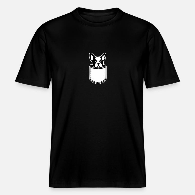 Français Bouledogue -  T-shirt unisexe RELAXED FIT en coton bio - noir