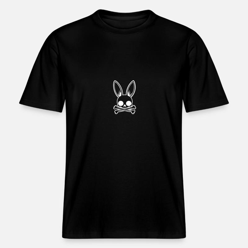 Bunny Funny Easter Skull - RELAXED FIT Unisex Organic T-Shirt - black