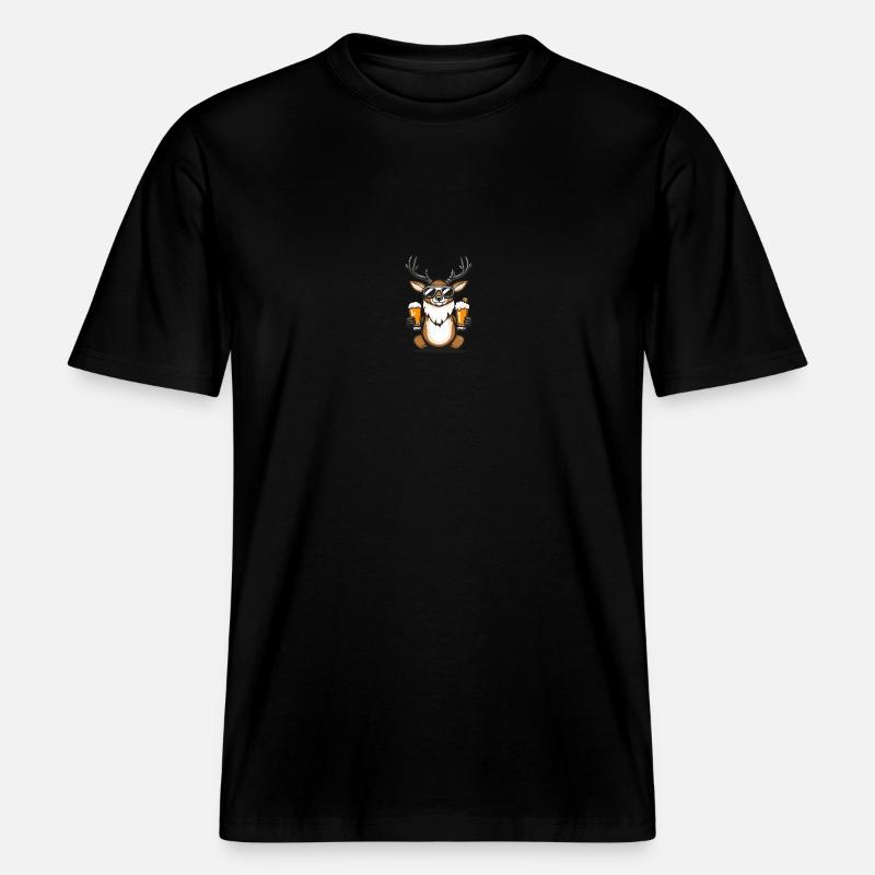 Hirsch Apres Ski Bier Comic -  RELAXED FIT Unisex Organic T-Shirt - Schwarz
