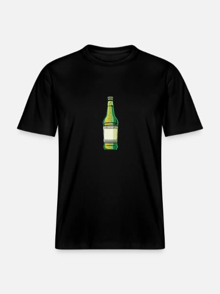 Beer Bottle Beer Drinking Icon - RELAXED FIT Unisex Organic T-Shirt - black