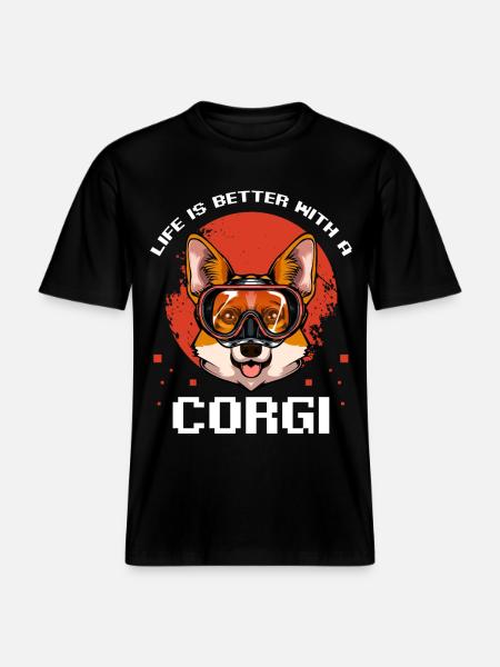 Amusement de bain pour les plongeurs corgi -  T-shirt unisexe RELAXED FIT en coton bio - noir