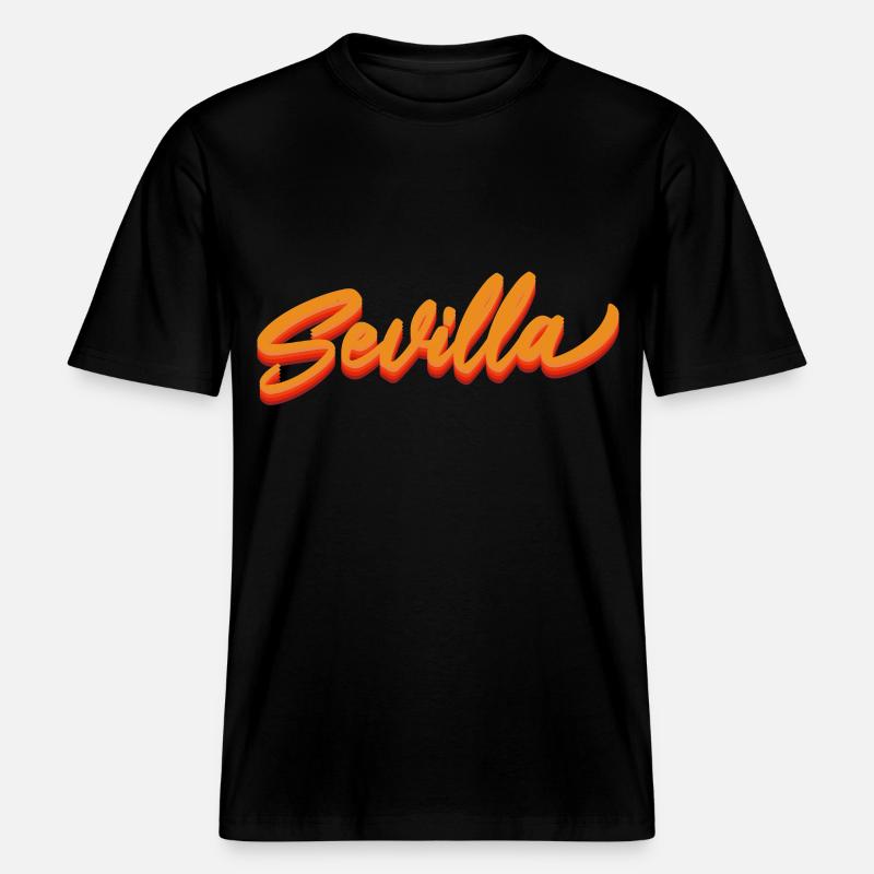 Sevilla Gradient Script Logo -  RELAXED FIT Unisex Organic T-Shirt - black