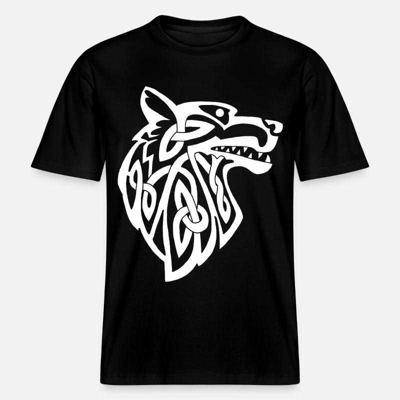 Wolf weiß Wikinger - RELAXED FIT Unisex Organic T-Shirt - Schwarz