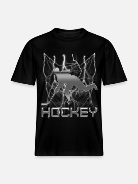 Hockey sur glace -  T-shirt unisexe RELAXED FIT en coton bio - noir