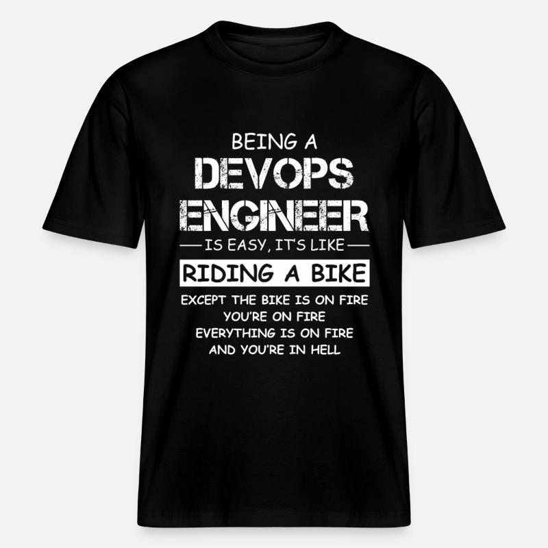 Devis d’ingénieur DevOps Fire Motorcycle -  T-shirt unisexe RELAXED FIT en coton bio - noir