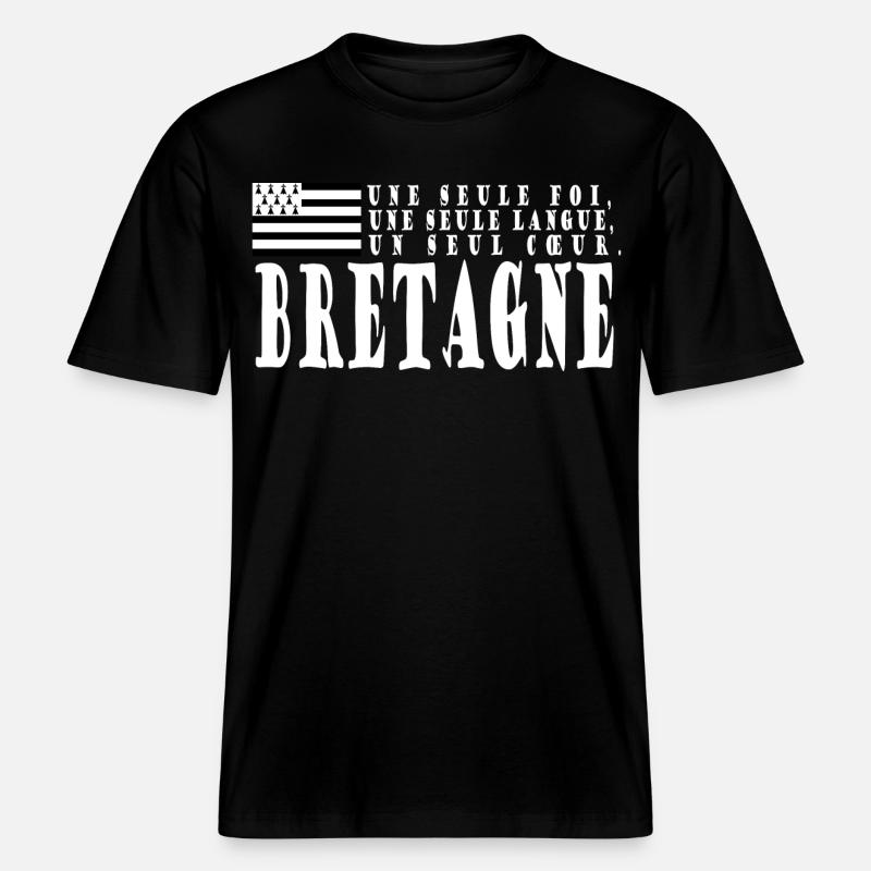 Idée cadeau Bretagne. Proverbe et drapeau Breton -  T-shirt unisexe RELAXED FIT en coton bio - noir