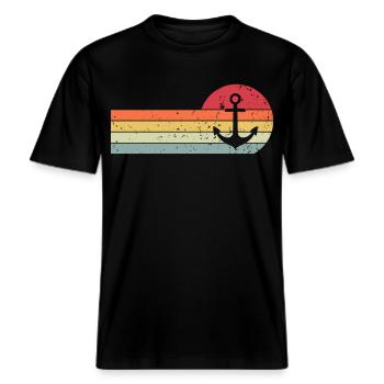 Anker -  RELAXED FIT Unisex Organic T-Shirt - Schwarz - Vorne - Alina (178cm) & Michal (187cm)