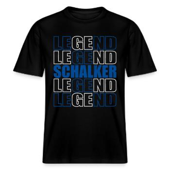 Schalker Legend | Gelsenkirchen Schalke Geschenk -  RELAXED FIT Unisex Organic T-Shirt - Schwarz - Vorne - Alina (178cm) & Michal (187cm)