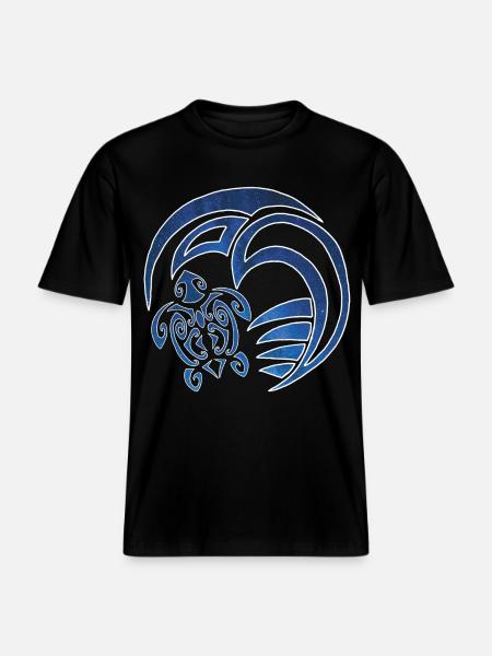 Turtle, ocean and starry sky -  RELAXED FIT Unisex Organic T-Shirt - black