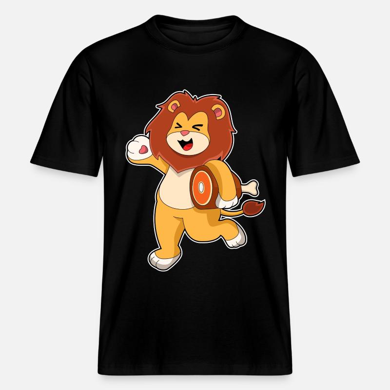 Löwe mit Fleisch -  RELAXED FIT Unisex Organic T-Shirt - Schwarz