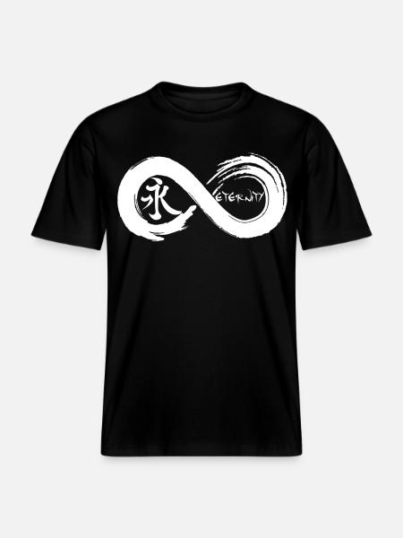 Oändlig symbol och evighet på japanska (vit) -  Unisex ekologisk T-shirt med avslappnad passform - svart