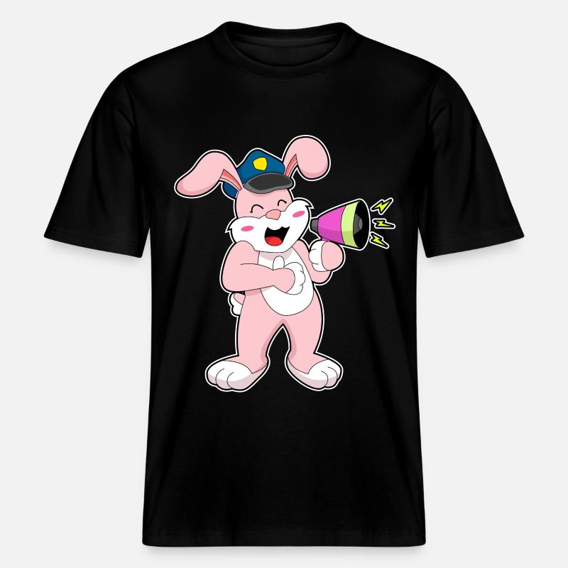 Rabbit Policier Microphone - T-shirt unisexe RELAXED FIT en coton bio - noir