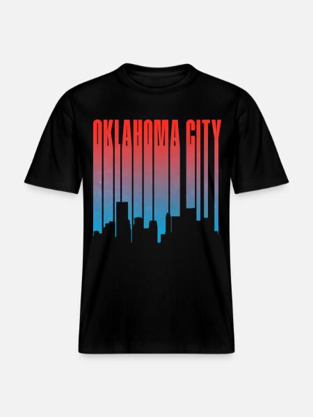 Oklahoma City Skyline Gradient - RELAXED FIT Unisex Organic T-Shirt - black