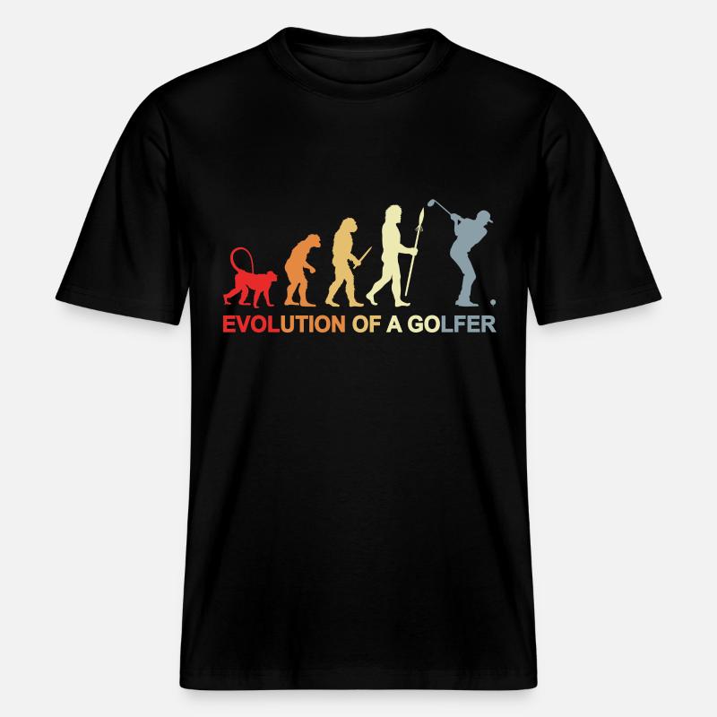 Évolution du golfeur -  T-shirt unisexe RELAXED FIT en coton bio - noir