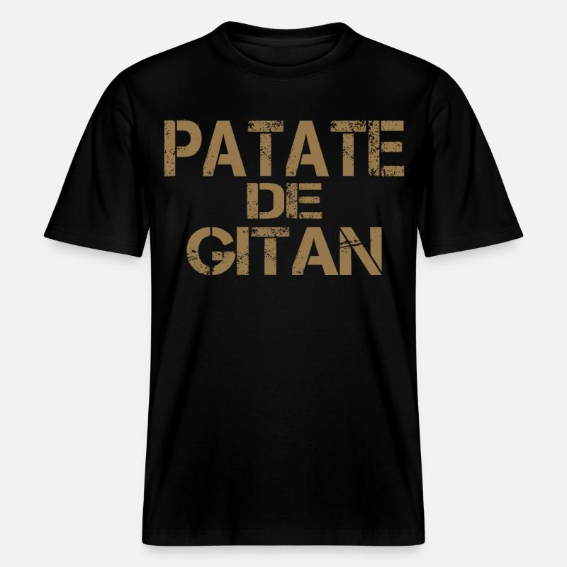 Patate GITAN ocre -  T-shirt unisexe RELAXED FIT en coton bio - noir
