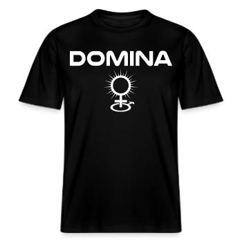 Herrin Domina -  RELAXED FIT Unisex Organic T-Shirt - Schwarz - Vorne - Alina (178cm) & Michal (187cm)