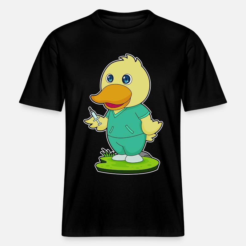 Seringue d’infirmière canard -  T-shirt unisexe RELAXED FIT en coton bio - noir