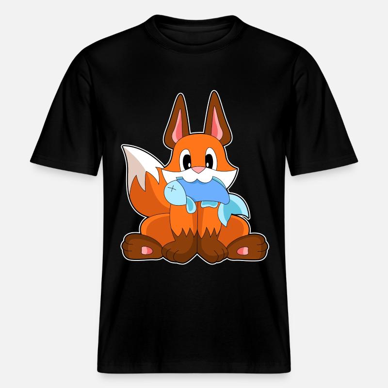 Poisson-renard -  T-shirt unisexe RELAXED FIT en coton bio - noir