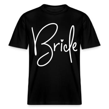 Bride - Braut - Junggesellinnenabschied - Jga 2026 -  RELAXED FIT Unisex Organic T-Shirt - Schwarz - Vorne - Alina (178cm) & Michal (187cm)