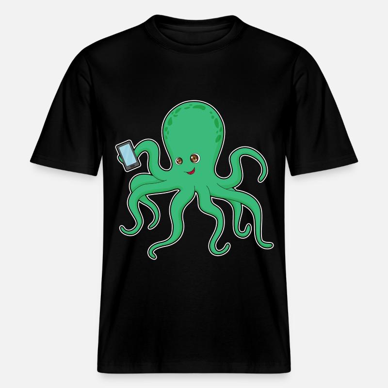 Octopus Mobile - T-shirt unisexe RELAXED FIT en coton bio - noir