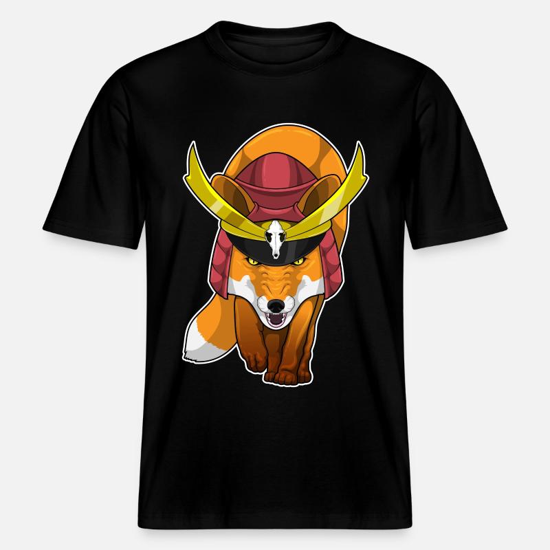 Fuchs Samurai Kampfkunst -  RELAXED FIT Unisex Organic T-Shirt - Schwarz