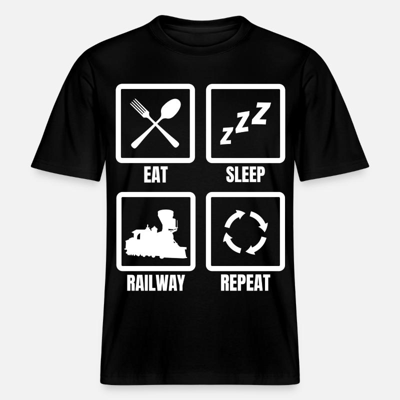 Manger Dormir Train Répéter - T-shirt unisexe RELAXED FIT en coton bio - noir