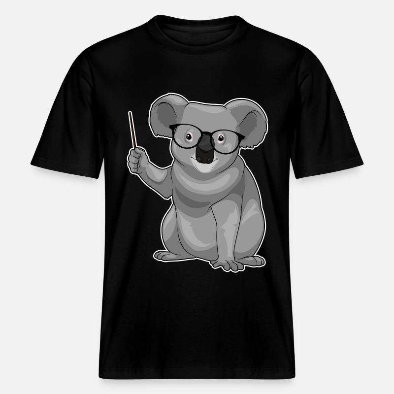 Koala Teacher Pointer -  T-shirt unisexe RELAXED FIT en coton bio - noir