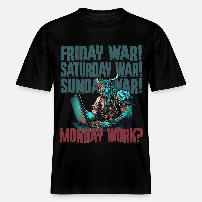 Monday work Programming Vikings -  RELAXED FIT Unisex Organic T-Shirt - black