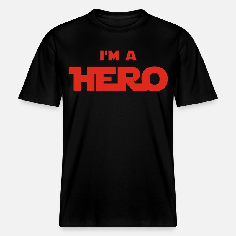 Ich bin ein Held (rot) -  RELAXED FIT Unisex Organic T-Shirt - Schwarz