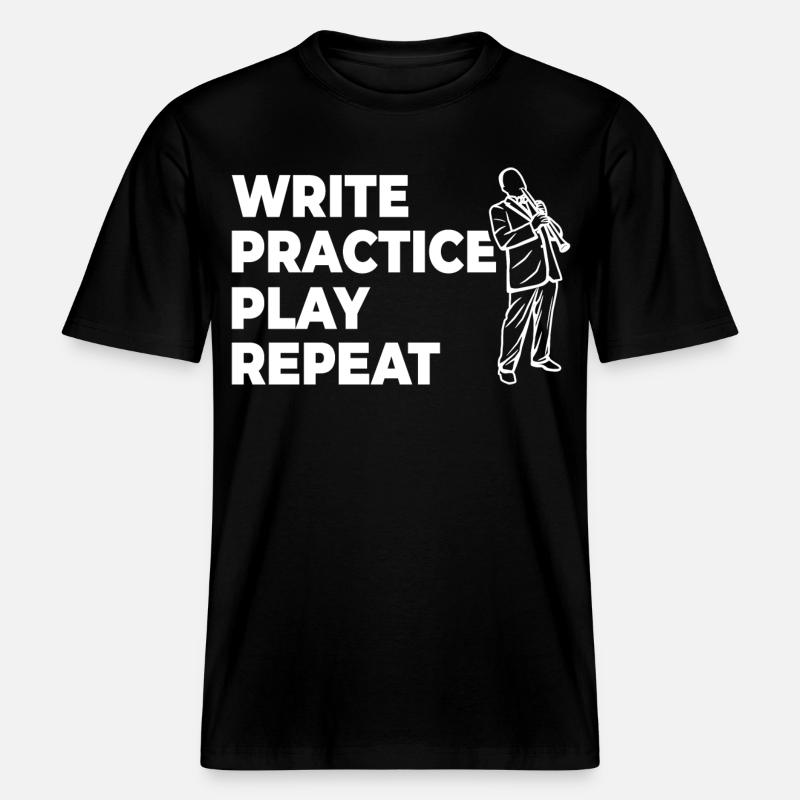 Writing, practicing, playing, repeating -  RELAXED FIT Unisex Organic T-Shirt - black