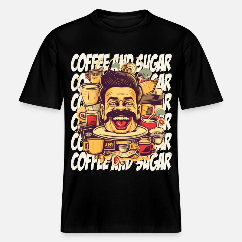 Fou de café avec lettrage -  T-shirt unisexe RELAXED FIT en coton bio - noir