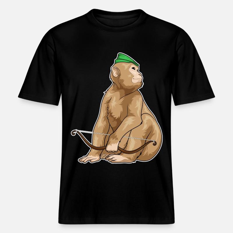 Affe Bogenschütze Bogen -  RELAXED FIT Unisex Organic T-Shirt - Schwarz