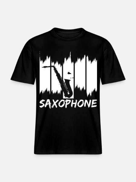 Saxophone Sketch - RELAXED FIT Unisex Organic T-Shirt - black