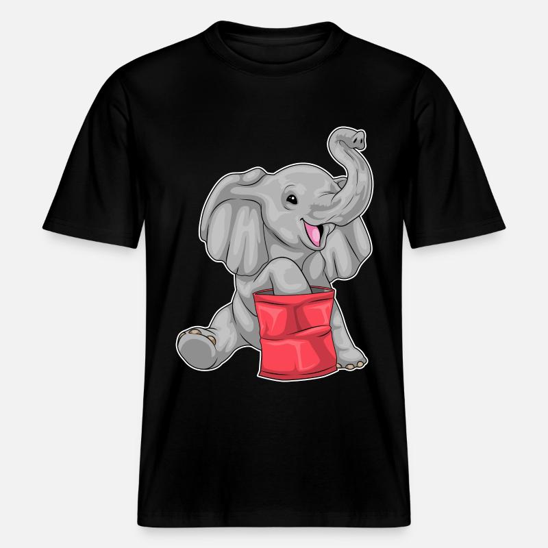 Elefant Chips -  RELAXED FIT Unisex Organic T-Shirt - Schwarz