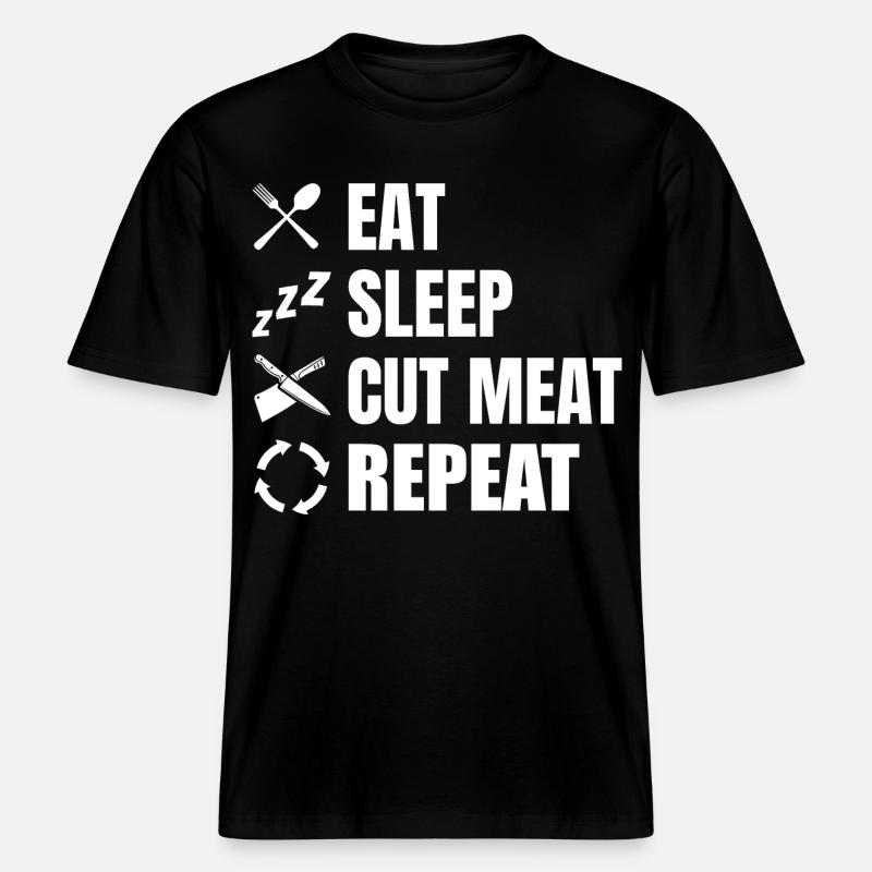 Manger, dormir, boucher, répéter - T-shirt unisexe RELAXED FIT en coton bio - noir