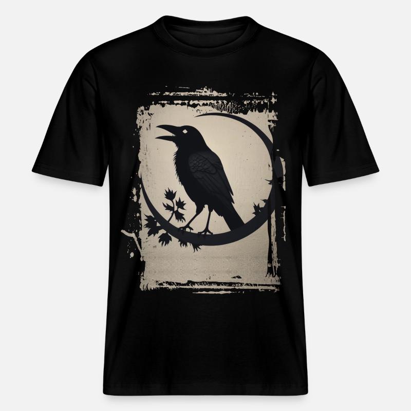 Rabe auf Ast sitzend -  RELAXED FIT Unisex Organic T-Shirt - Schwarz