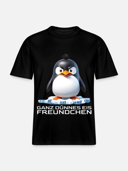 Ganz dünnes Eis Freundchen Pinguin -  RELAXED FIT Unisex Organic T-Shirt - Schwarz
