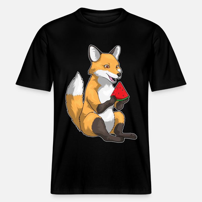 Fruit de la pastèque Fox -  T-shirt unisexe RELAXED FIT en coton bio - noir