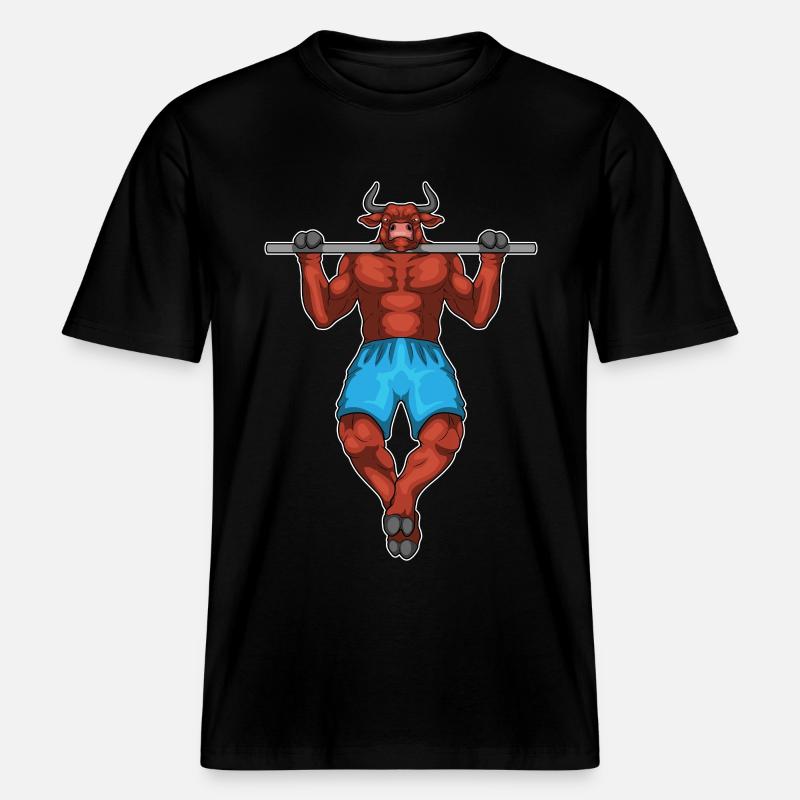 Taurus Bodybuilder Pull-Ups Bodybuilding -  RELAXED FIT Unisex Organic T-Shirt - black