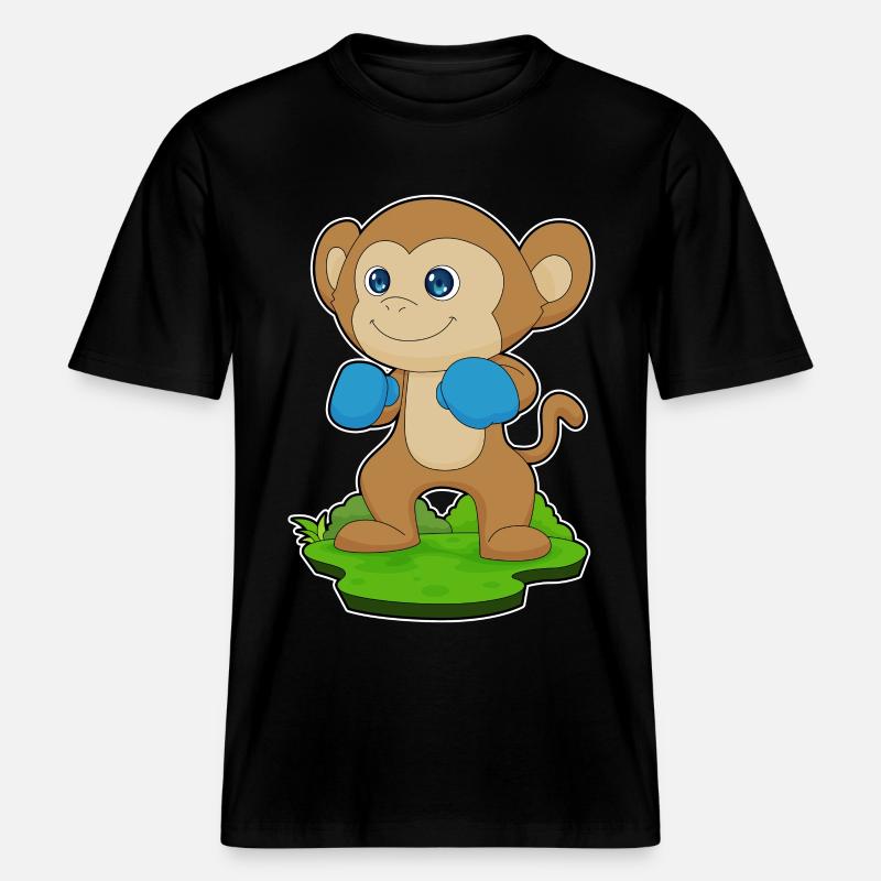 Affe Boxer Boxhandschuhe Boxen -  RELAXED FIT Unisex Organic T-Shirt - Schwarz