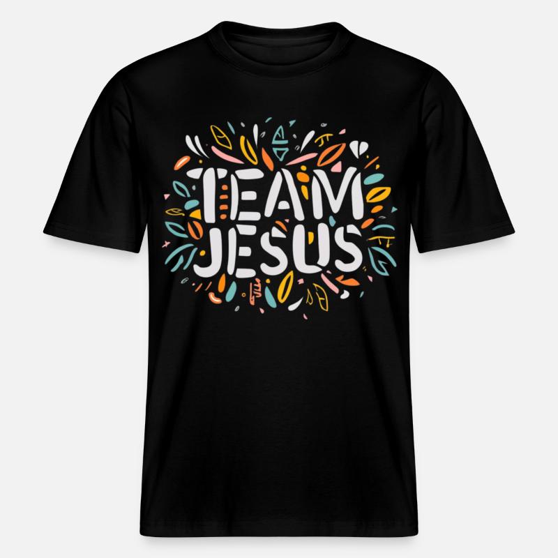 Ich bin Jesus – bunte Botschaft -  RELAXED FIT Unisex Organic T-Shirt - Schwarz