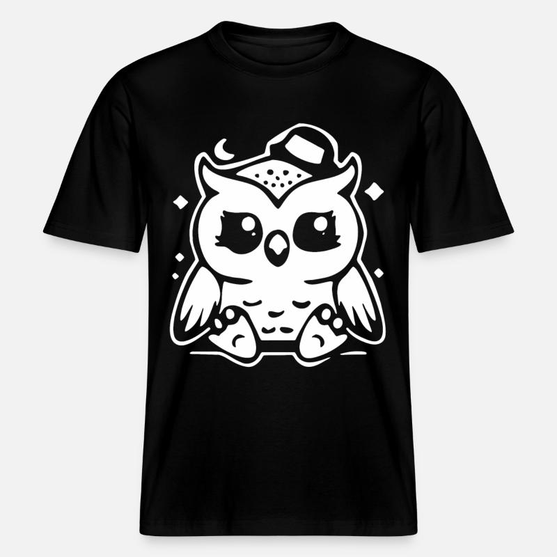 Niedliche Eulenfigur mit Hut - RELAXED FIT Unisex Organic T-Shirt - Schwarz