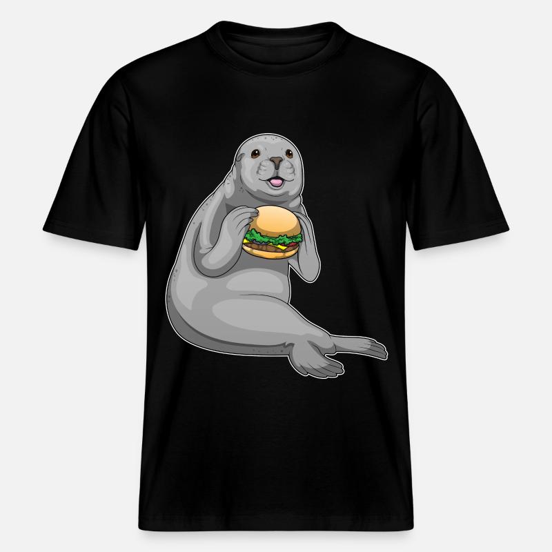 Burger de phoque -  T-shirt unisexe RELAXED FIT en coton bio - noir