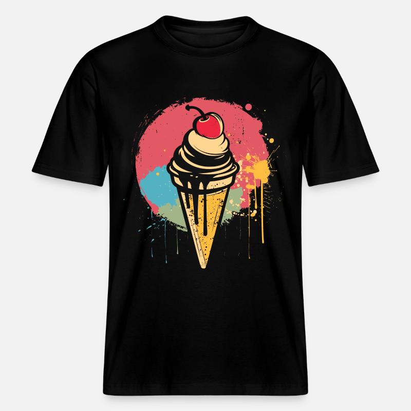 Eiswaffel Graffiti -  RELAXED FIT Unisex Organic T-Shirt - Schwarz