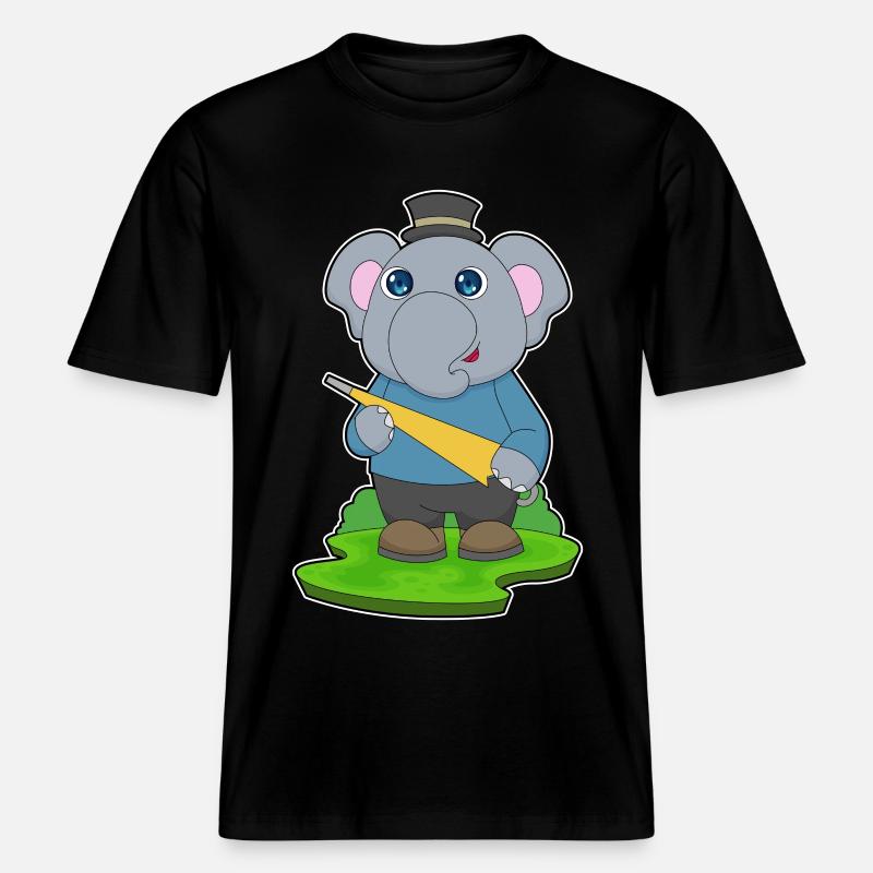 Parapluie éléphant -  T-shirt unisexe RELAXED FIT en coton bio - noir