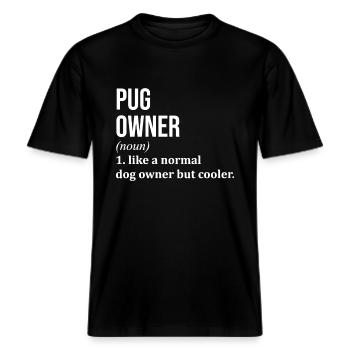 Mops Mops Mops -  RELAXED FIT Unisex Organic T-Shirt - Schwarz - Vorne - Alina (178cm) & Michal (187cm)