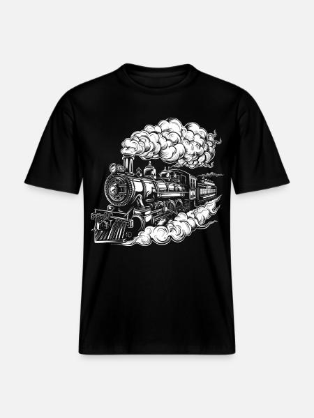 Steam Locomotive Graphics -  RELAXED FIT Unisex Organic T-Shirt - black