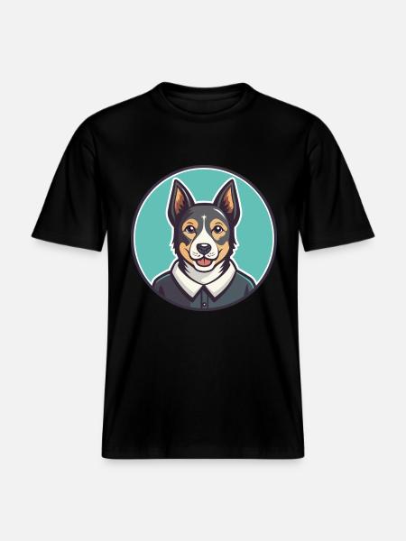Cesky Strakaty Pes Dog Breed Cartoon Kawaii -  RELAXED FIT Unisex Organic T-Shirt - black